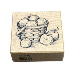 Rubber Stamp Wood Mounted Basket Of Apples PSX Designs Scrapbooking Crafts 1995
